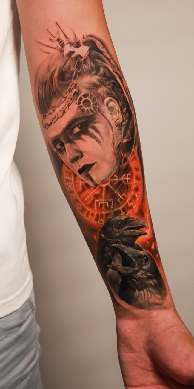 Viking Girl Tattoo by Realism Tattoo Studio
