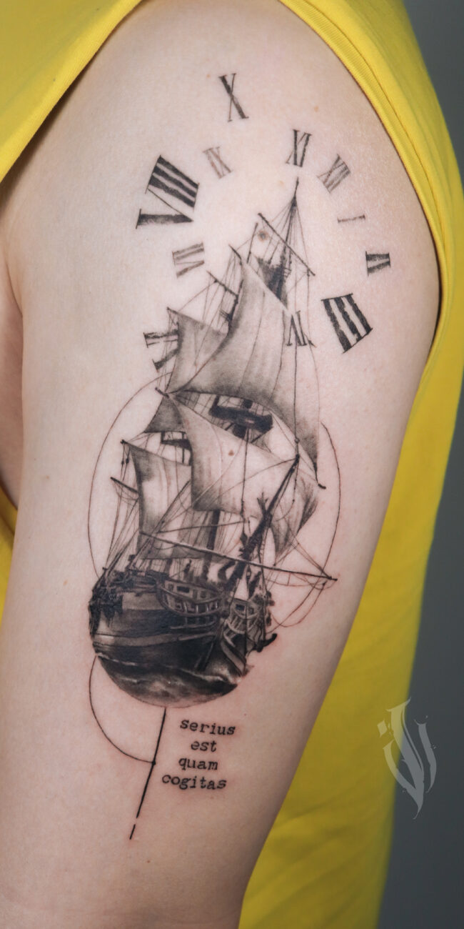Ship Tattoo by Realism Tattoo Studio