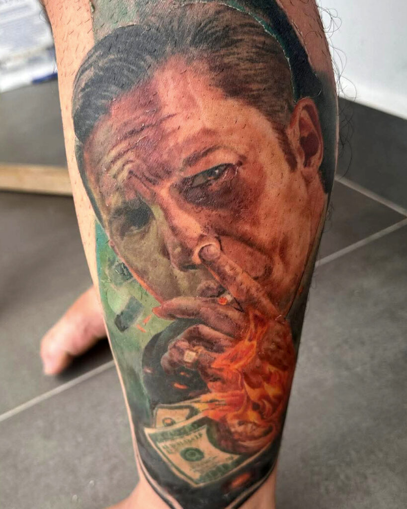Healed color realism tattoo