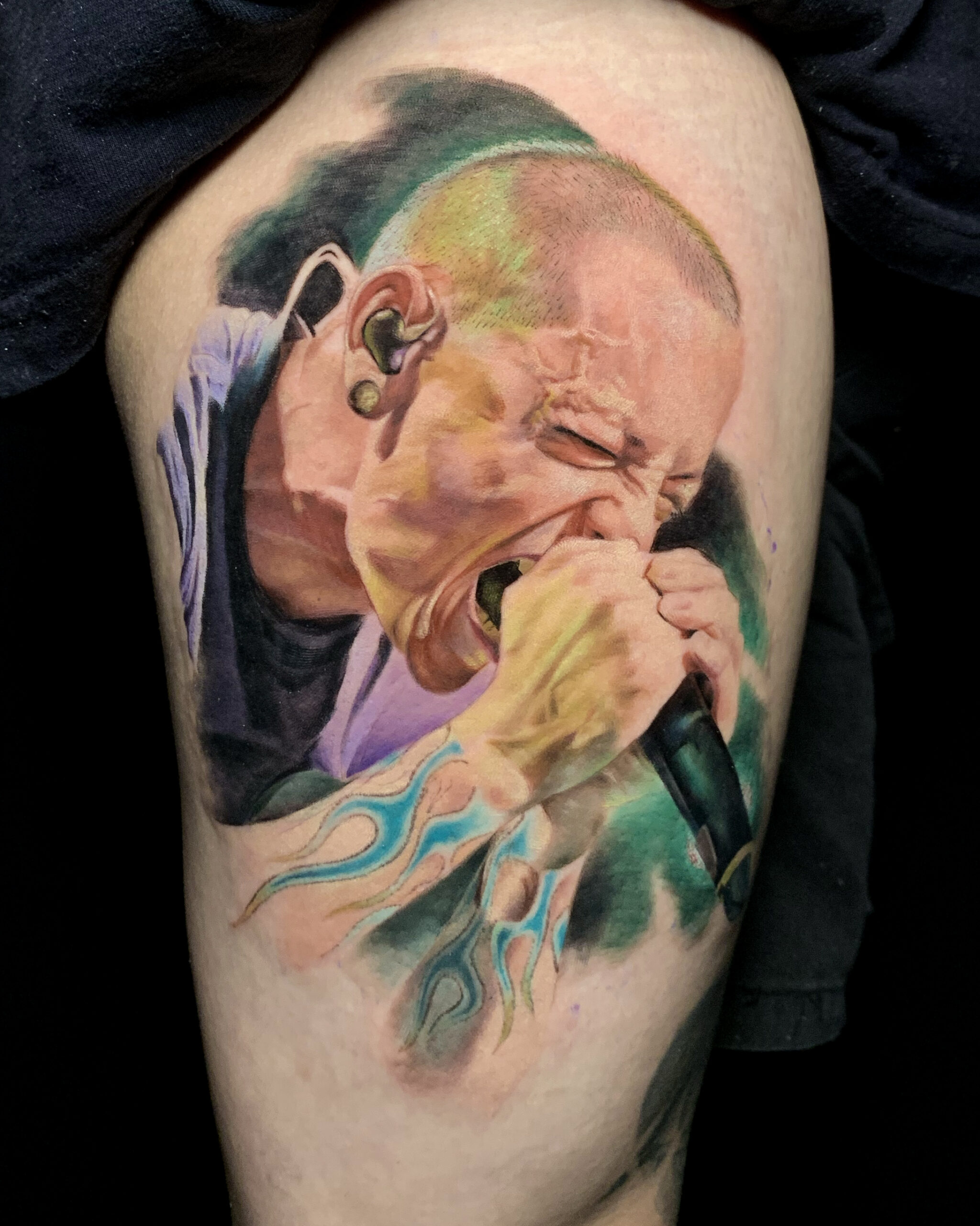 Hình xăm chân dung Linkin Park khi mới hoàn thành, thực hiện bởi Khang Truong.
